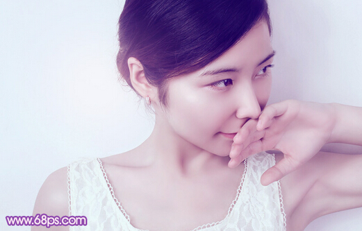 Photoshop打造淡紫色的室内女生头像照片 全福编程网