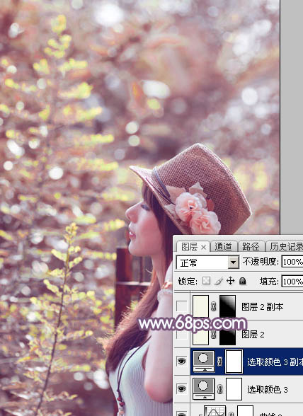 Photoshop将外景美女图片打造出淡美的粉褐色