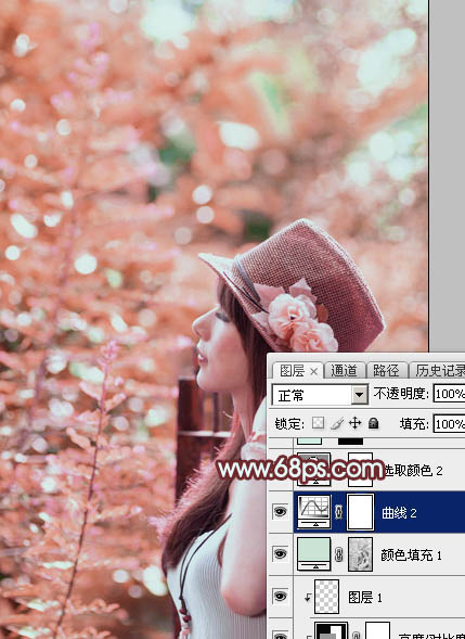 PS教程：PS打造甜美粉红色秋季美女图